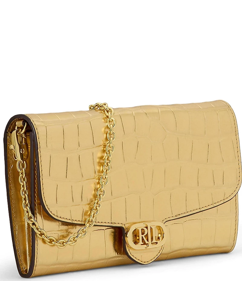 Lauren Ralph Lauren Adair Medium Metallic Chain Strap Wallet Crossbody Bag