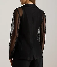 Lauren Ralph Lauren Mesh Notch Collar Long Sleeve Single Button Blazer