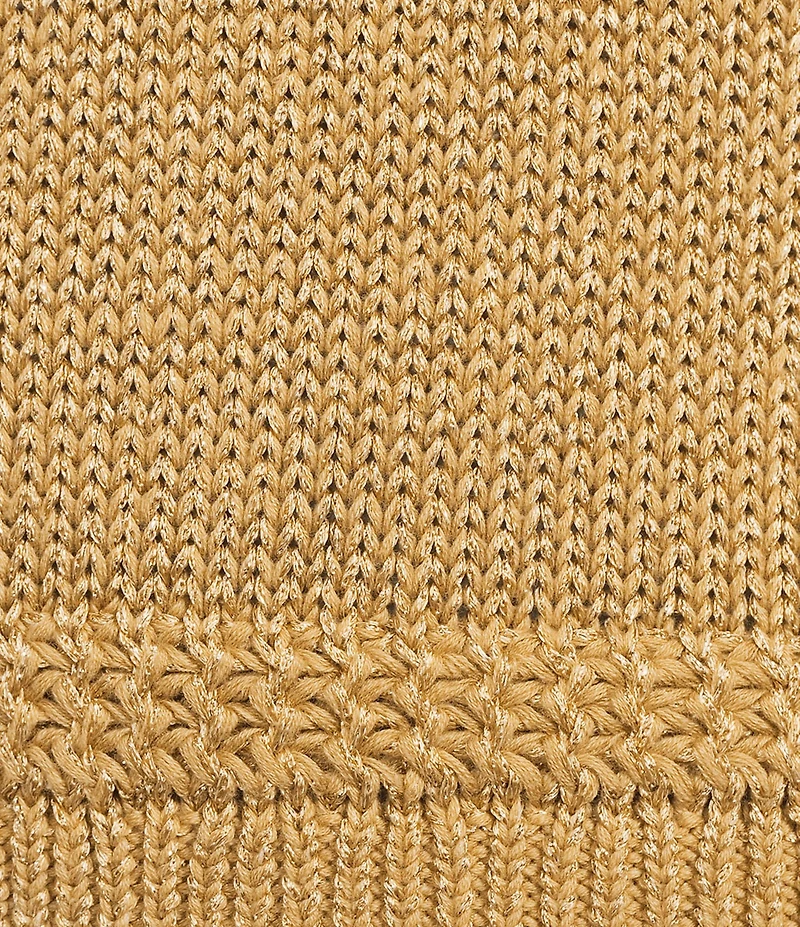 Lauren Ralph Lauren Metallic Cotton Blend Crew Neck Long Sleeve Sweater