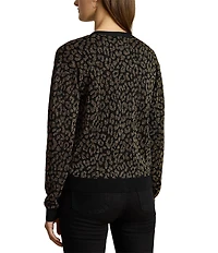 Lauren Ralph Lauren Metallic Double-Knit V-Neck Long Sleeve Cardigan