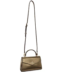 Lauren Ralph Lauren Farrah Small Metallic Leather Satchel Bag
