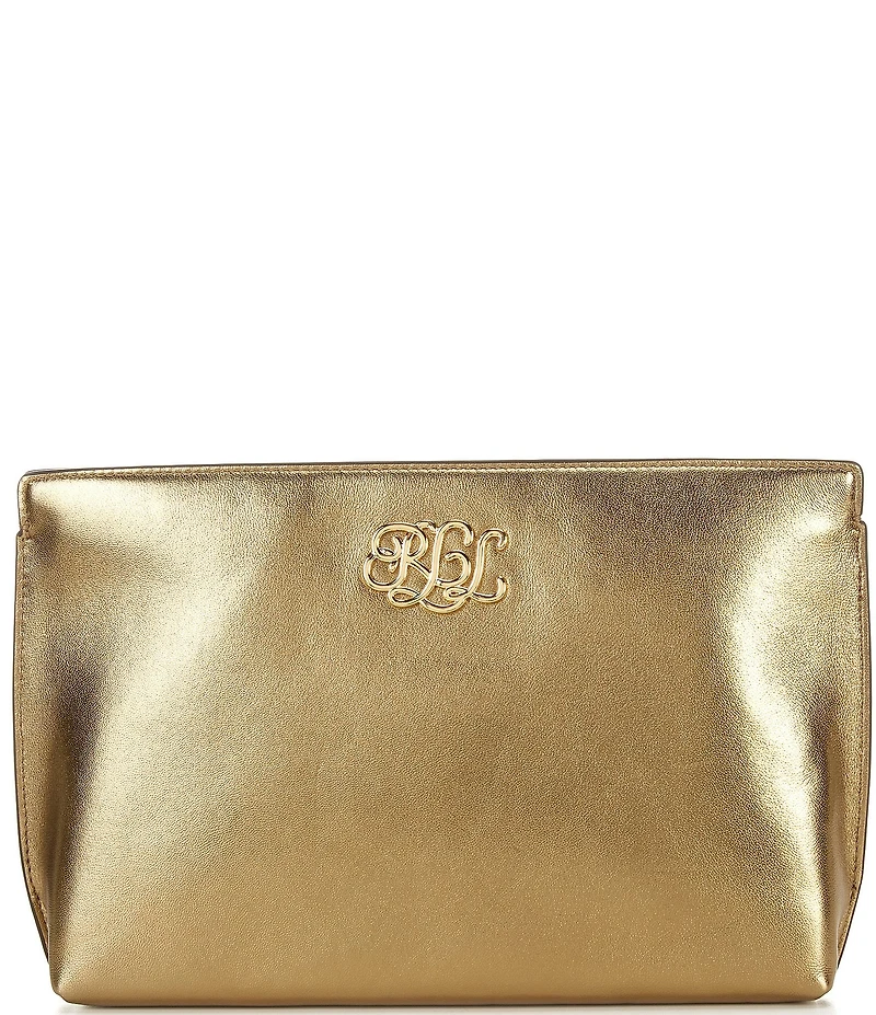 Lauren Ralph Lauren Metallic Nappa Leather Large Pouch
