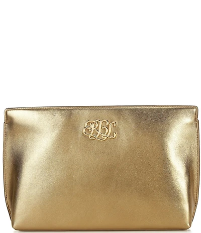 Lauren Ralph Lauren Metallic Nappa Leather Large Pouch