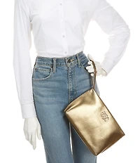 Lauren Ralph Lauren Metallic Nappa Leather Large Pouch