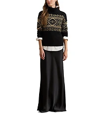 Lauren Ralph Lauren Metallic Wool Blend Turtleneck Sweater