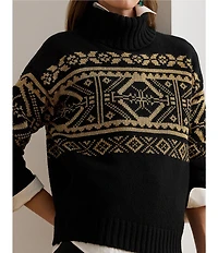 Lauren Ralph Lauren Metallic Wool Blend Turtleneck Sweater