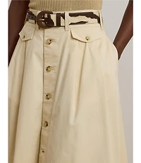Lauren Ralph Lauren Micro-Sanded Twill Button Front Midi Skirt