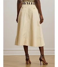 Lauren Ralph Lauren Micro-Sanded Twill Button Front Midi Skirt