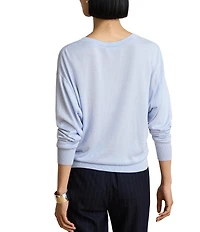 Lauren Ralph Lauren Modal Silk Blend V-Neck Long Sleeve Sweater Top