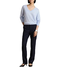 Lauren Ralph Lauren Modal Silk Blend V-Neck Long Sleeve Sweater Top