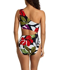 Lauren Ralph Lauren Modern Jungle Floral Cut-Out One Shoulder One Piece Swimsuit