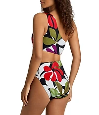 Lauren Ralph Lauren Modern Jungle Floral Cut-Out One Shoulder One Piece Swimsuit