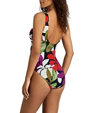 Lauren Ralph Lauren Modern Jungle Floral Ring V-Neck Tank One Piece Swimsuit