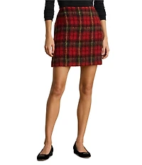 Lauren Ralph Lauren Mohair Plaid Pencil Mini Skirt