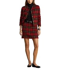 Lauren Ralph Lauren Mohair Plaid Pencil Mini Skirt