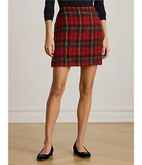 Lauren Ralph Lauren Mohair Plaid Pencil Mini Skirt