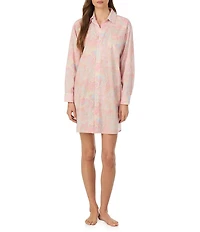Lauren Ralph Lauren Multi Paisley Long Roll Tab Sleeve Notch Collar Woven Sleepshirt