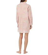 Lauren Ralph Lauren Multi Paisley Long Roll Tab Sleeve Notch Collar Woven Sleepshirt