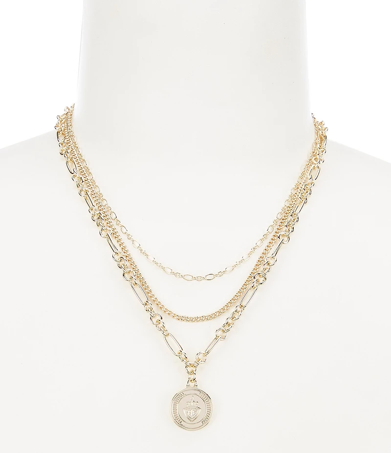 Lauren Ralph Lauren Multi Row Chain Pendant Necklace
