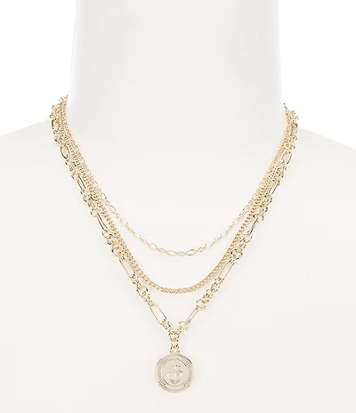 Lauren Ralph Lauren Multi Row Chain Pendant Necklace