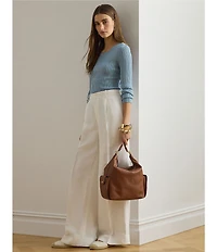 Lauren Ralph Lauren Nappa Leather Large Blaike Shoulder Bag