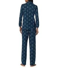 Lauren Ralph Lauren Navy Floral Print 3/4 Sleeve Notch Collar Pant Pajama Set