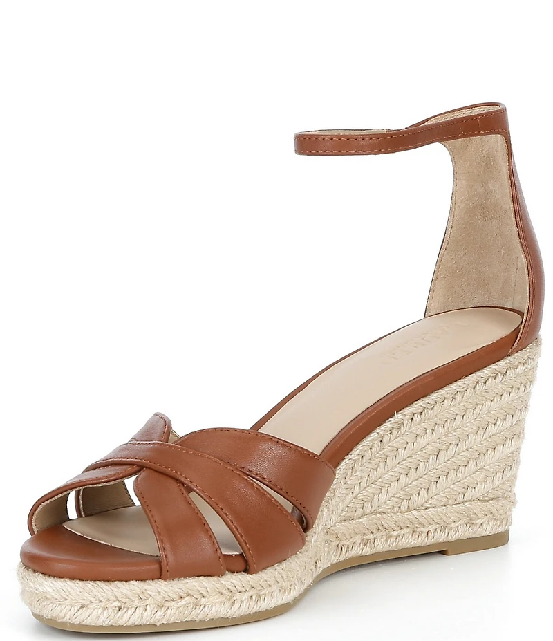 Lauren Ralph Lauren Nellie Leather Ankle Wrap Wedge Espadrille Sandals