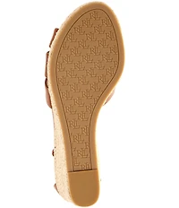 Lauren Ralph Lauren Nellie Leather Ankle Wrap Wedge Espadrille Sandals