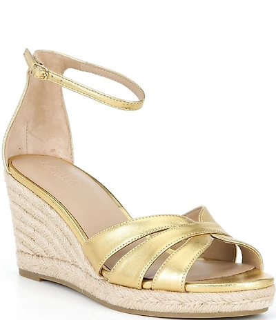 Lauren Ralph Lauren Nellie Leather Ankle Wrap Wedge Espadrille Sandals