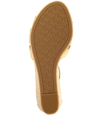 Lauren Ralph Lauren Nellie Leather Ankle Wrap Wedge Espadrille Sandals