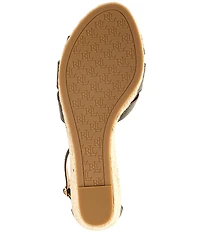 Lauren Ralph Lauren Nellie Leather Ankle Wrap Wedge Espadrille Sandals
