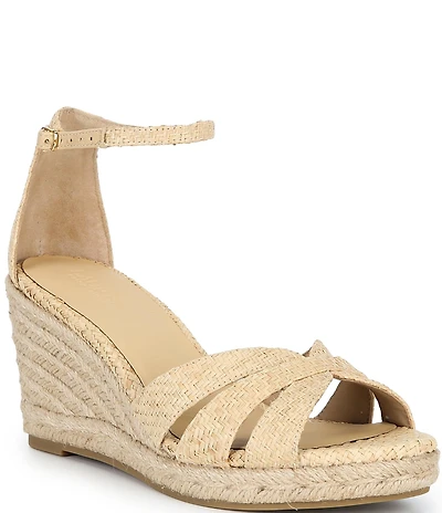 Lauren Ralph Lauren Nellie Textured Raffia Ankle Wrap Wedge Espadrille Sandals