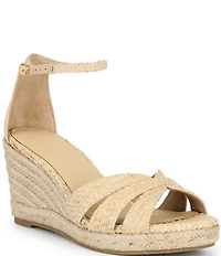 Lauren Ralph Lauren Nellie Textured Raffia Ankle Wrap Wedge Espadrille Sandals
