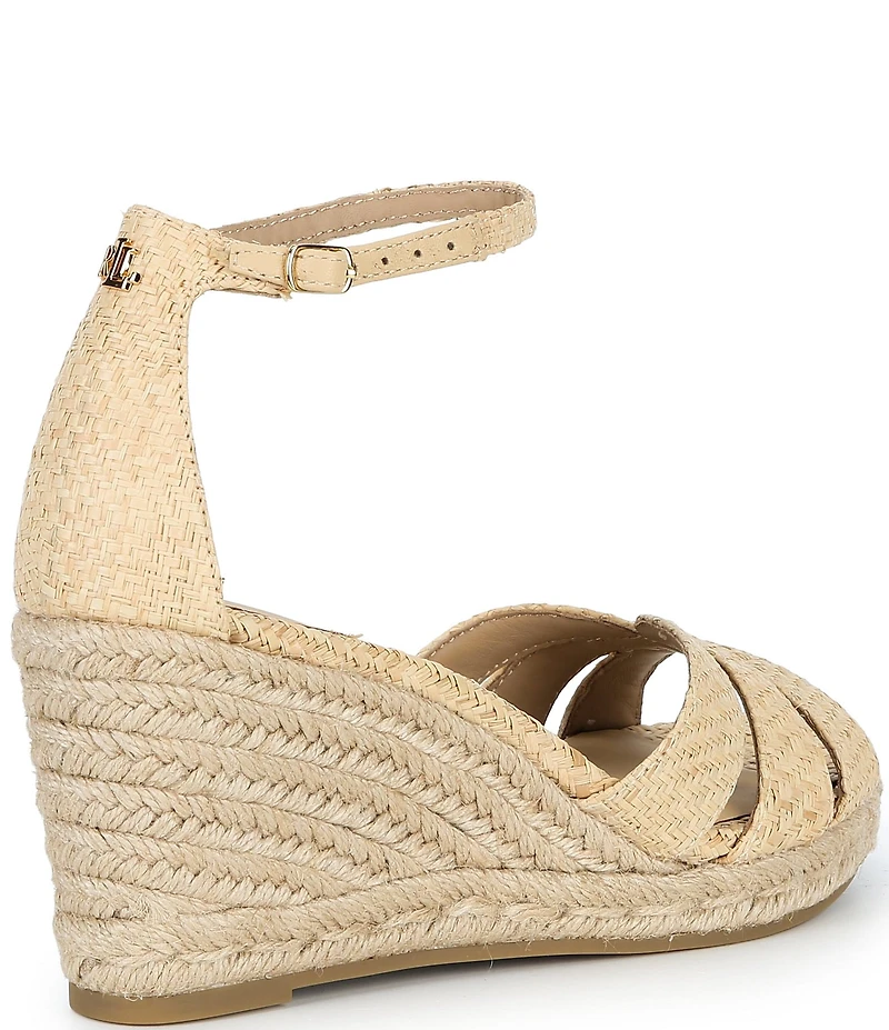 Lauren Ralph Lauren Nellie Textured Raffia Ankle Wrap Wedge Espadrille Sandals