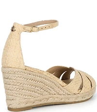 Lauren Ralph Lauren Nellie Textured Raffia Ankle Wrap Wedge Espadrille Sandals