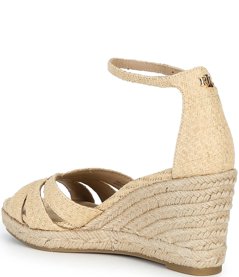 Lauren Ralph Lauren Nellie Textured Raffia Ankle Wrap Wedge Espadrille Sandals