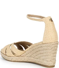Lauren Ralph Lauren Nellie Textured Raffia Ankle Wrap Wedge Espadrille Sandals