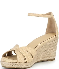 Lauren Ralph Lauren Nellie Textured Raffia Ankle Wrap Wedge Espadrille Sandals