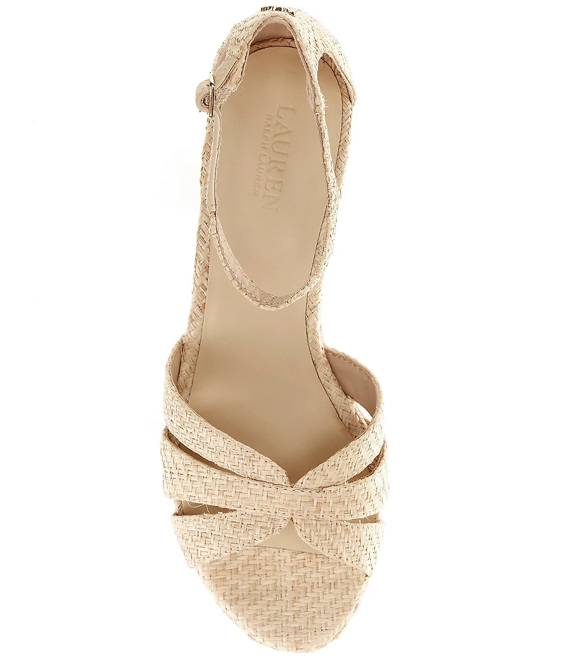 Lauren Ralph Lauren Nellie Textured Raffia Ankle Wrap Wedge Espadrille Sandals