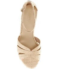 Lauren Ralph Lauren Nellie Textured Raffia Ankle Wrap Wedge Espadrille Sandals