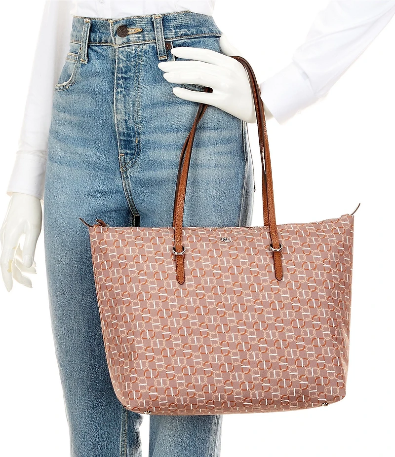 Lauren Ralph Lauren Keaton Medium Nylon Chain Print Tote Bag