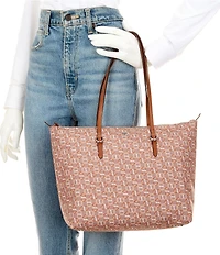 Lauren Ralph Lauren Keaton Medium Nylon Chain Print Tote Bag