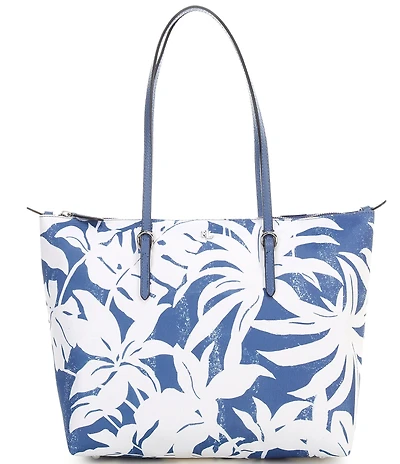 Lauren Ralph Lauren Keaton Nylon Palm Print Medium Tote Bag