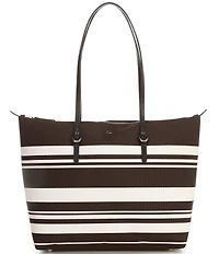 Lauren Ralph Lauren Keaton Nylon Stiped Medium Tote Bag