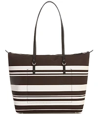 Lauren Ralph Lauren Keaton Nylon Stiped Medium Tote Bag