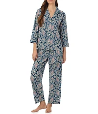 Lauren Ralph Lauren Paisley Print Woven 3/4 Sleeve Notch Collar Ankle Pajama Set