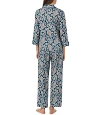 Lauren Ralph Lauren Paisley Print Woven 3/4 Sleeve Notch Collar Ankle Pajama Set