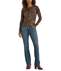 Lauren Ralph Lauren Paisley Print Cotton Blend Crew Neck Long Sleeve Sweater