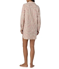 Lauren Ralph Lauren Paisley Print Long Roll Tab Sleeve Notch Collar Woven Sleepshirt
