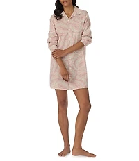 Lauren Ralph Lauren Paisley Print Long Roll Tab Sleeve Notch Collar Woven Sleepshirt